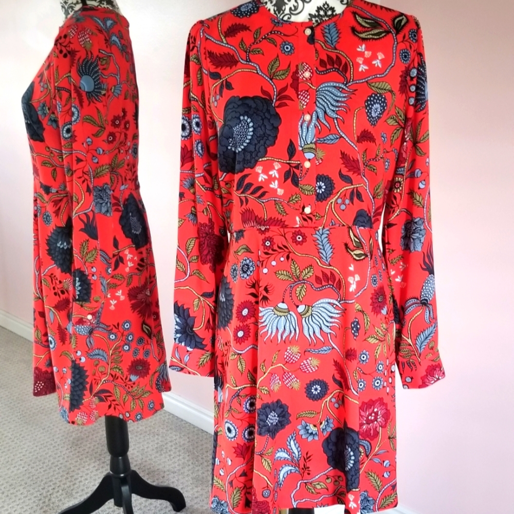 Ann Taylor Loft Midi Long Sleeves Floral Dress